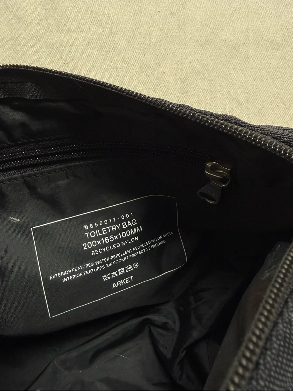 Arket Black Toiletry Bag